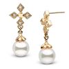 Image 1 : White Akoya Pearl and Diamond Cross Earrings