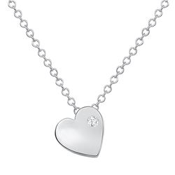 Natural 0.02 CTW Tender Heart Diamond Necklace 14KT White Gold