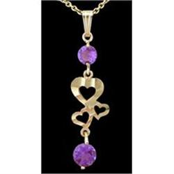 14KY Gold Genuine Amethyst Heart Drop Pendant