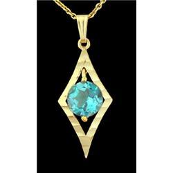 14KY Gold Dangling Blue Topaz Pendant