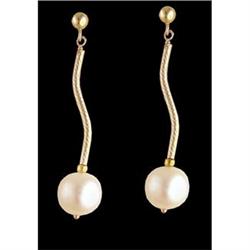 14KY Gold Freshwater Pearl Dangling Earrings
