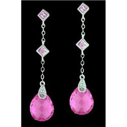 10KW Gold 5.95ct Pink Topaz Drop Earrings
