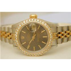 LADYS TWO-TONE ROLEX, DIAMOND BEZEL