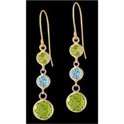 14KY Gold Peridot/ Blue Topaz Drop Earrings