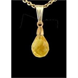 14KY Gold Natural Citrine Drop Pendant
