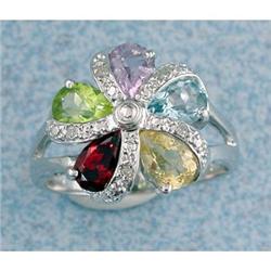 14kw 2.00ct Multi-Colored Gemstone/Diamond Flo