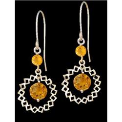 14KY Gold Genuine Sparkling Citrine Earrings
