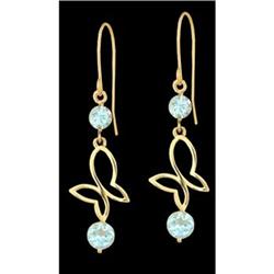 14KY Gold Genuine Blue Topaz Butterfly Drop Ea