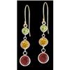 Image 1 : 14k Yellow Gold Triple Multi Color Earrings