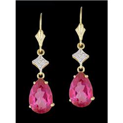 14KY Gold 5.50ct. Pink Topaz/Diamond Earrings