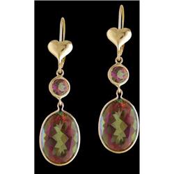 14K Yellow Gold Mystic Topaz Dangling Earrings