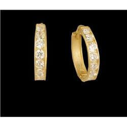 14K Yellow Gold (not plated) CZ Hoop Earring