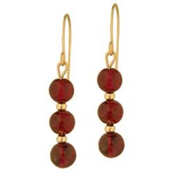 14KY Gold (not plated)Triple Garnet Earrings