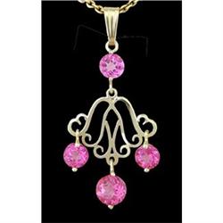 14KY Gold 1.77ct Pink Topaz Dangling Pendant