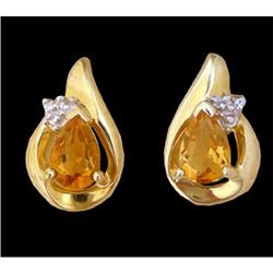 14KY Gold .40ct Sparkling Citrine/Diamond Earrings