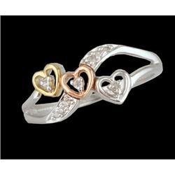 10K Gold Sweet Triple Heart Diamond Ring