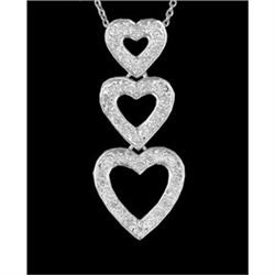 14KW Gold Diamond Triple Heart Pendant