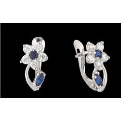 14K White gold Sapphire and CZ Flower E