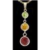 Image 1 : 14k Yellow Gold Multi Color Triple Drop Pendant