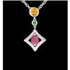 Image 1 : 14KW Gold 1.00ct. Multi Color /Diamond Necklac