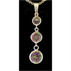 14KY Gold Natural Mystic Topaz Triple Drop Earrings