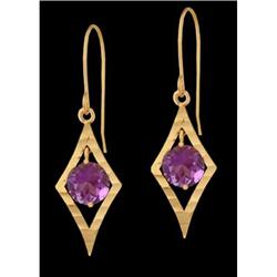 14KY Gold 1.94ct Genuine Amehtyst Earrings
