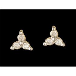 10KY Gold  Three Stone Diamond Stud Earrings
