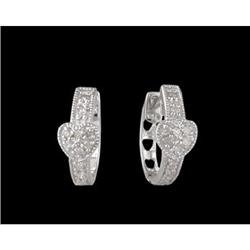 14KW Gold Diamond Heart Hoop Earrings