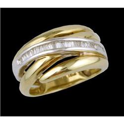 10KY Gold .28ct Multi-Band Diamond Baguette Ri