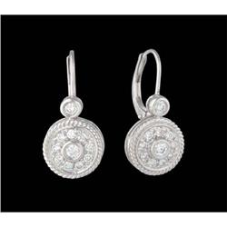 Bezel-Set 14K WHITE DIAMOND ROUND EARRING