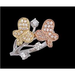 14K Gold Tri-Colored.50ct Diamond Butterfly By