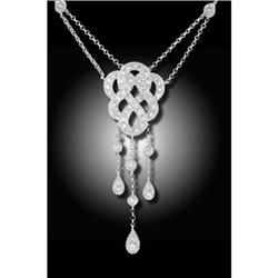 14K Gold Deco Style bezel dangling Necklace