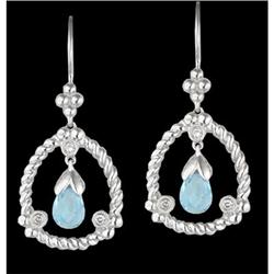 14KW Gold Blue Topaz/Diamond Earrings