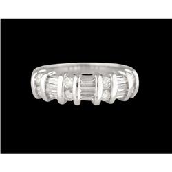 14kw .75ct Diamond round-baguette wedding Ring