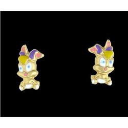 14KY Gold Enamel Bunny (Warner Bros) Screw Bac