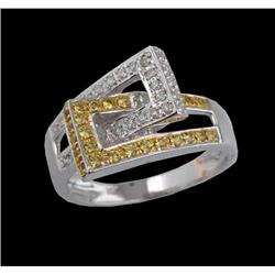 14KW Gold Yellow Sapphire/Diamond Interlocking