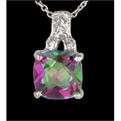 14KW Gold 2.92ct Mystic Topaz/Diamond Pendant
