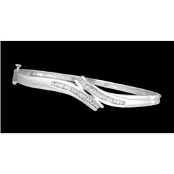 14K White Gold .50ct Diamond Bangle Bracelet