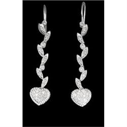 14KW Gold .40ct Diamond Heart Dangle Earrings