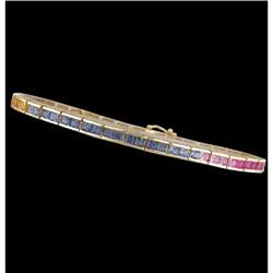 14KY Gold 6.00ct Rainbow Genuine Sapphire Brac