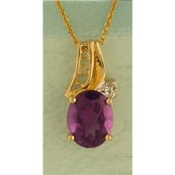 10KY Gold 2.00ct Amethyst and Diamond Pendant