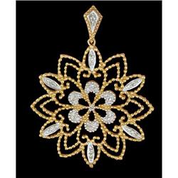 14K Two-Tone Gold Diamond Flower Pendant