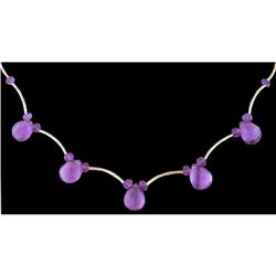 14KY Gold 14.66ct Genuine Amethyst Briolette Ne