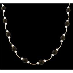 14KY Gold(not plated) Onyx Gemstone/Pearl Neckl