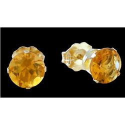 14KY Gold 2.00ct Genuine Citrine Stud Earring