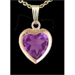 14KY Gold Heart Shaped Amethyst Pendant