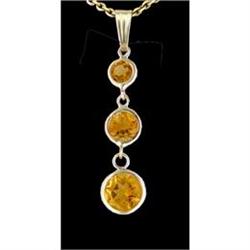 14KY Gold Triple Drop Genuine Citrine Pendant