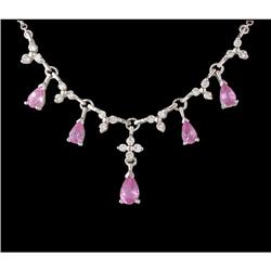 Spectacular 14K White Pink Sapphire/Diamond Ne