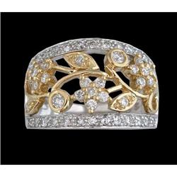 14K Two-Tone Gold .75ct Diamond Flower Band