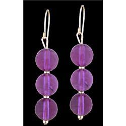 14KY Gold(not plated)Triple Genuine Amethyst Ea